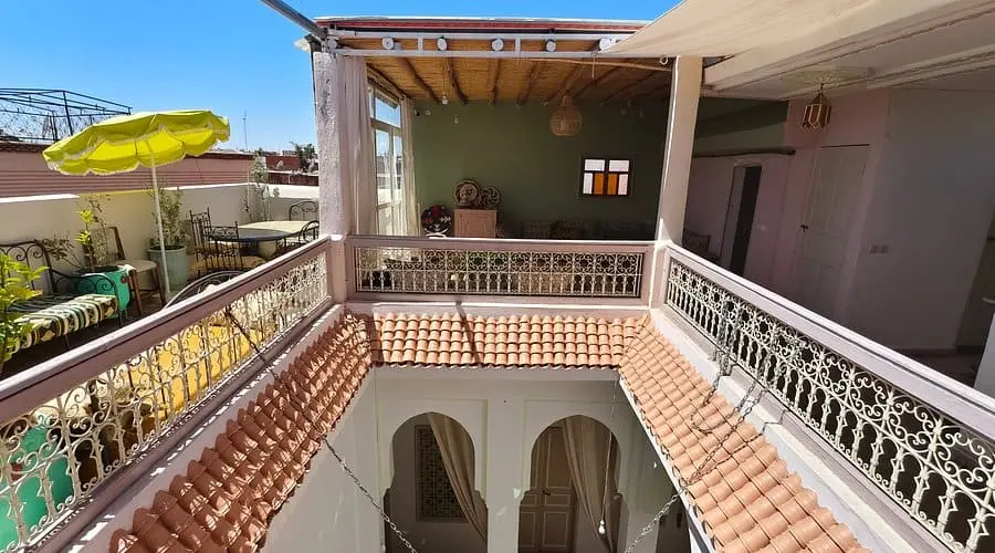 Riad Dar Le Monde traditional patio and Moroccan architecture in Marrakech medina