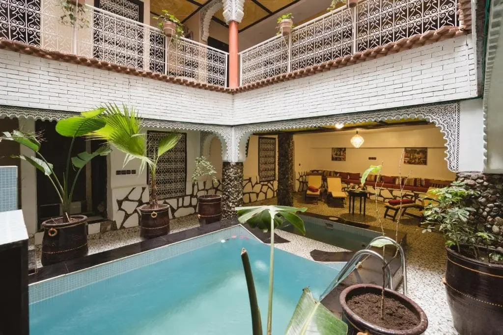Riad Salma Restaurant Spa hammam and traditional Moroccan interior in Marrakech